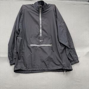 Vintage Nike Windbreaker Jacket Boys Large Black Half Zip Pullover Anorak Mesh